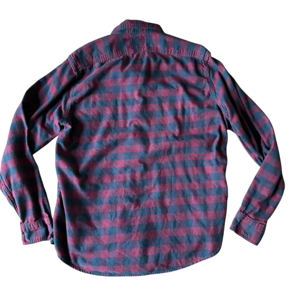 J.Crew Men's Navy Blue & Red Buffalo Check Long Sleeve Flannel Shirt - Size‎ M